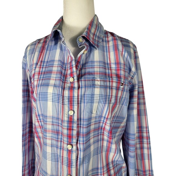 Tommy Hilfiger Tops - Tommy Hilfiger Plaid Button Down Shirt Classic Fit Long Sleeve Top Size L